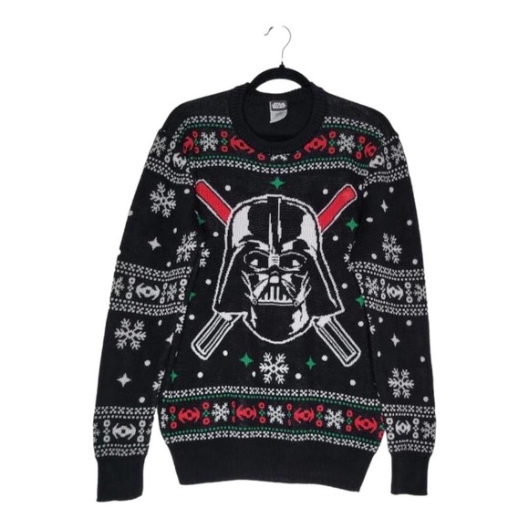 Star Wars Unisex  Black Holiday Christmas Sweater Pullover SZ M - Picture 1 of 6